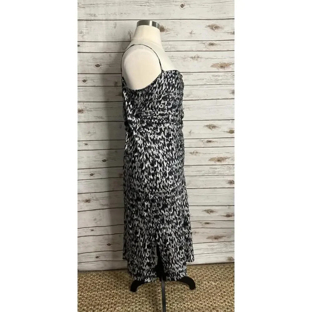 Express monochromatic metallic abstract satin cowl neck midi slip dress Size XL